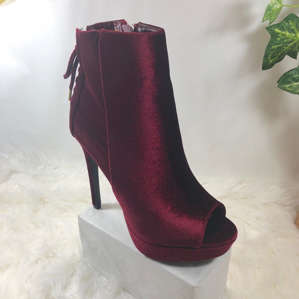 New Faux Suede Platform Open Toe Ankle Bootie